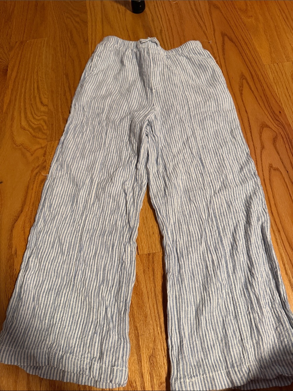 Old Navy Light Blue and White Striped Pull-On Pants